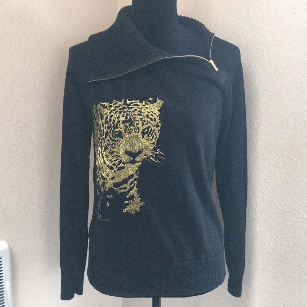 Ralph Lauren active sweater black with gold tiger